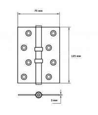 Петля угловая латунная универсальная 5''X3"X3 MM-2BB FLAT BP