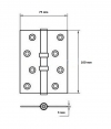 Петля угловая латунная универсальная 4''X3"X3 MM-2BB FLAT SN