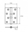 Петля угловая латунная универсальная 5''X3"X3 MM-2BB FLAT BP