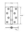 Петля латунная протисъёмная 150X80X3 MM-2BB CROWN SN